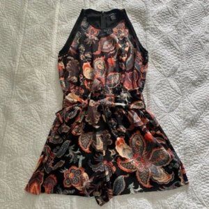 Club Monaco Orange Paisley Print Short Romper